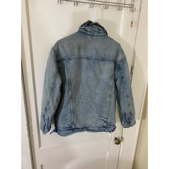 We The Free By Free People Women's Wild Ones Sherpa Trucker Denim Jacket - Small - Picture 3 of 11